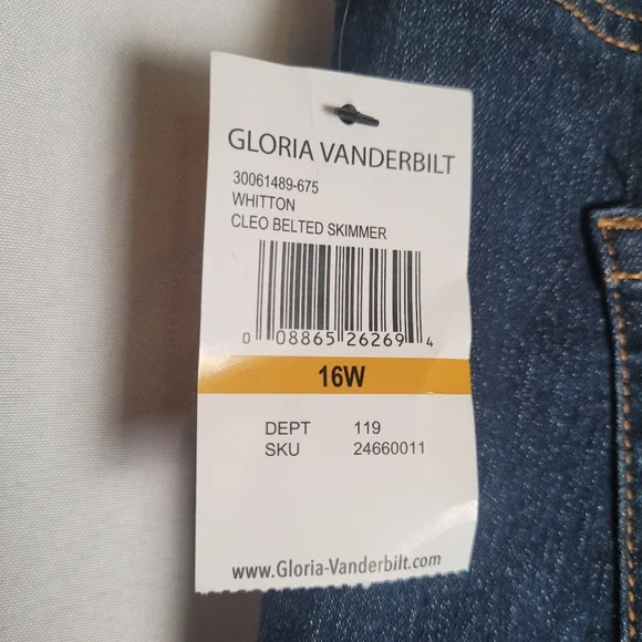 NWT Gloria Vanderbilt Cleo Belted Skimmer Capri Women's Size 16W - Picture 7 of 13